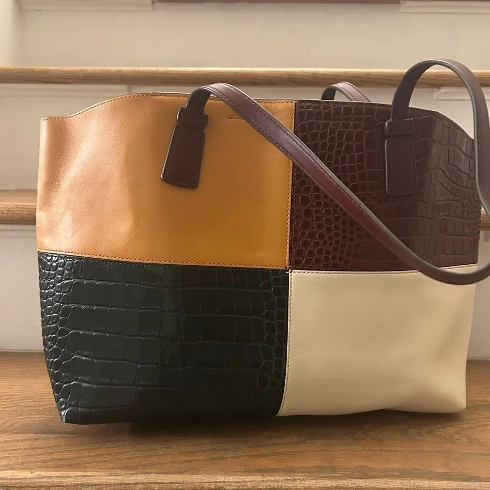 Tory Burch McGraw Embossed Color-Block Tote Bag
